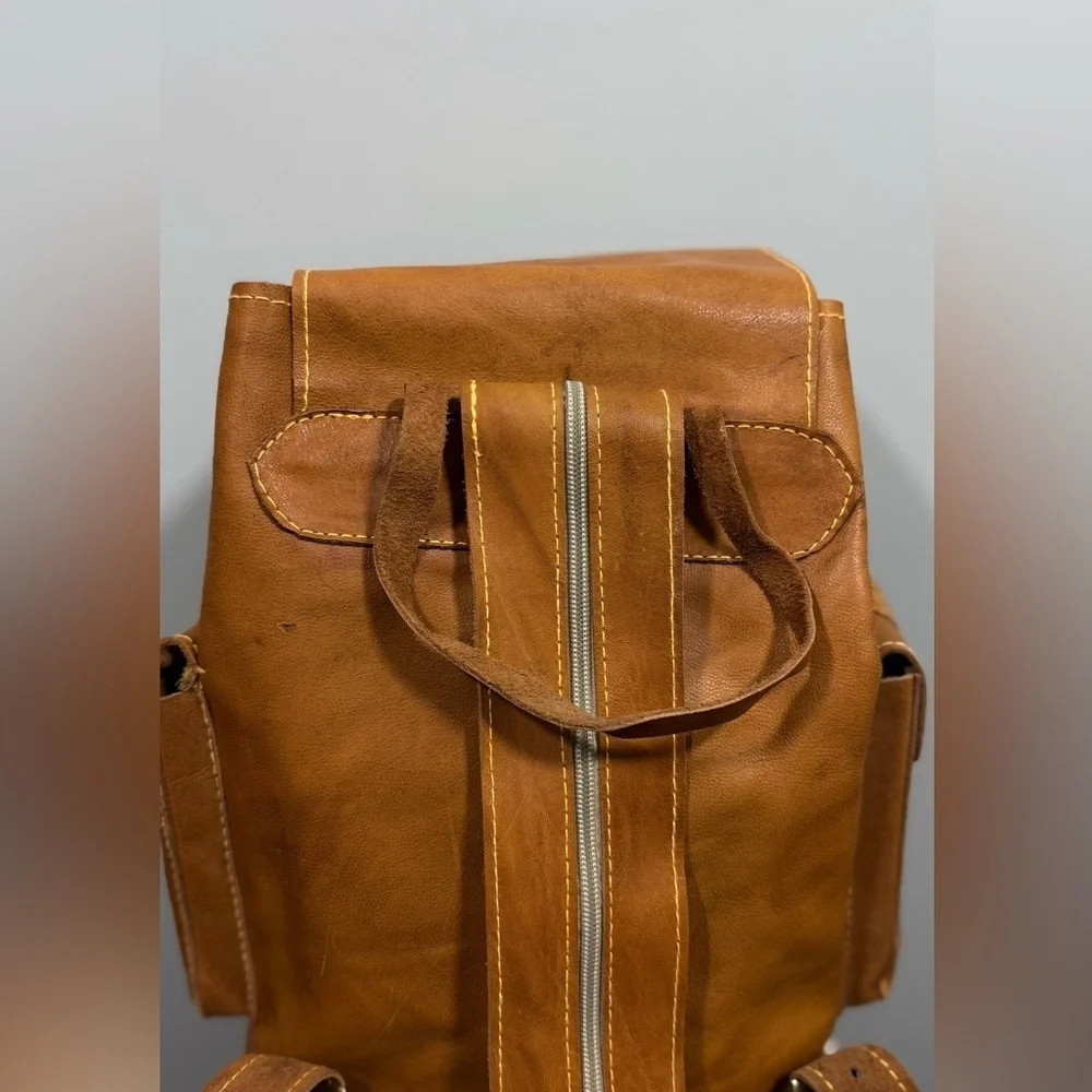 Handmade Brown Leather Backpack